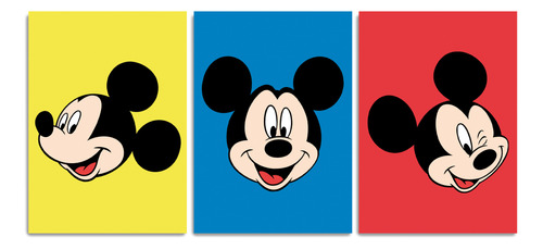 Set De 3 Cuadros Modernos Mickey Mouse