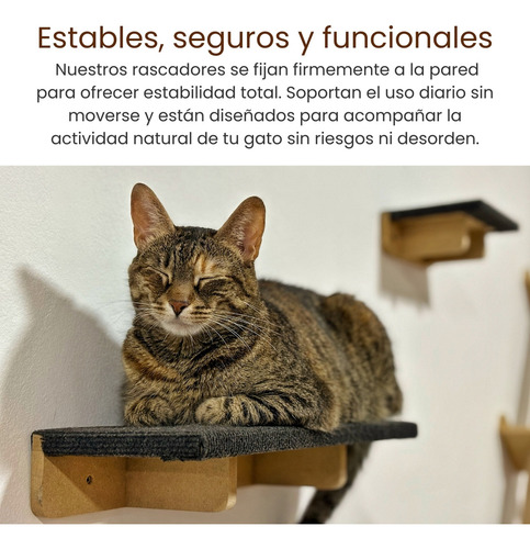 Rascador Para Gatos De Pared Tapizado. Combo Sid Color Gris
