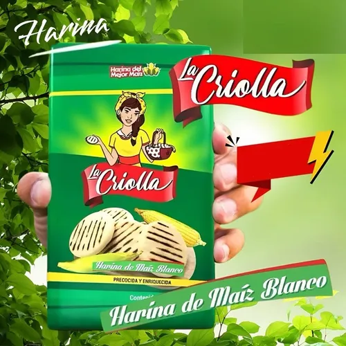 Harina De Maíz Blanco La Criolla 1 Kg Libre De Gluten