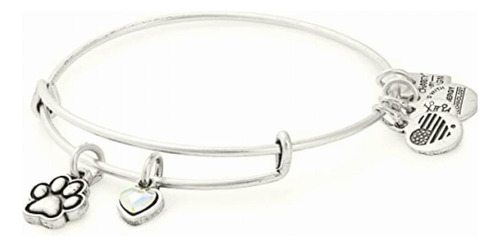 Alex And Ani Replenishment 19 Women's Paw Print Duo Charm. Color Plateado