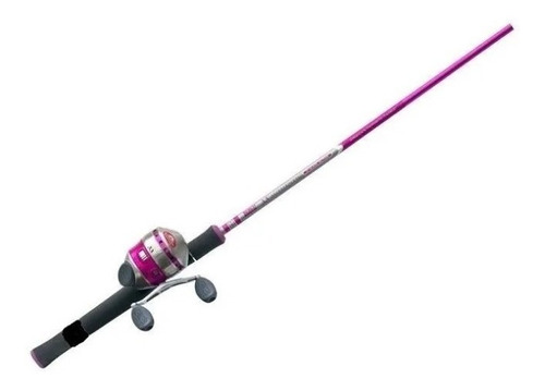 Combo Caña Y Reel Zebco 33 Rosa Acero Inoxidable Pesca 