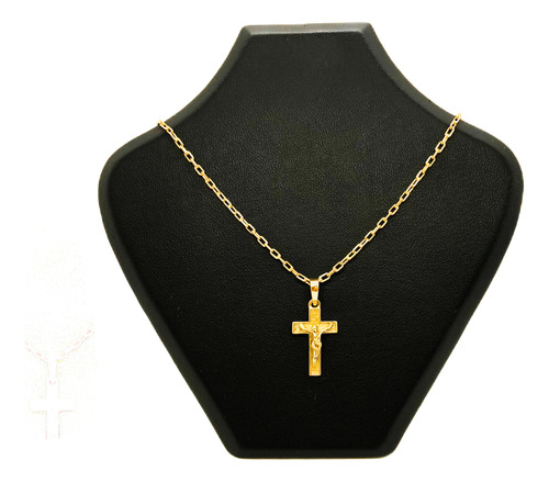 Cadena Forcet 63 Cm Y Dije Cruz Jesucristo Oro 18k