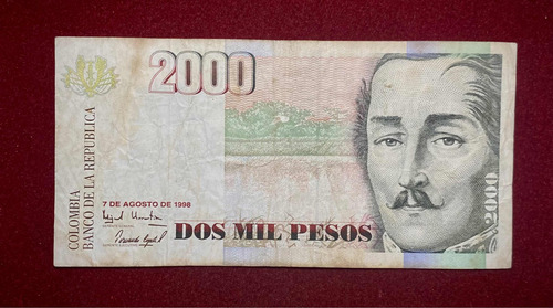 Billete 2000 Pesos Colombia 1998 Pick 445 D Santander (Usado)