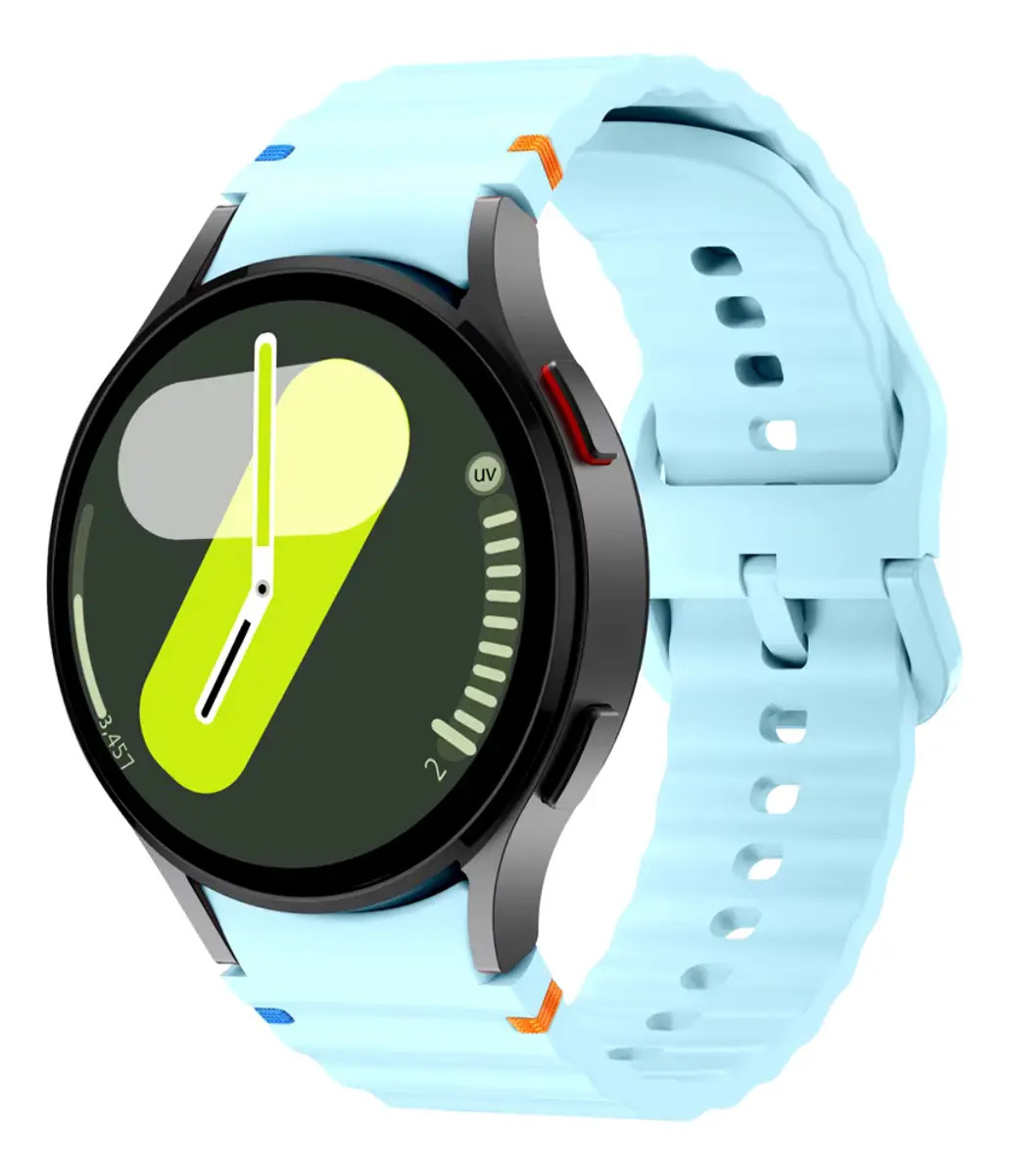 Pulseira Fecho Silicone Respirável Para Galaxy Watch 4 5 6 7 Cor Azul-claro