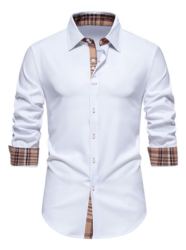 Camisa De Manga Larga A Cuadros De Moda Para Hombre