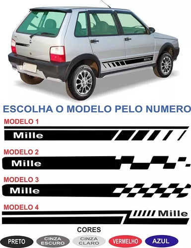 Faixa Lateral E Traseira Fiat Uno Mille Fire Way Economy Kit