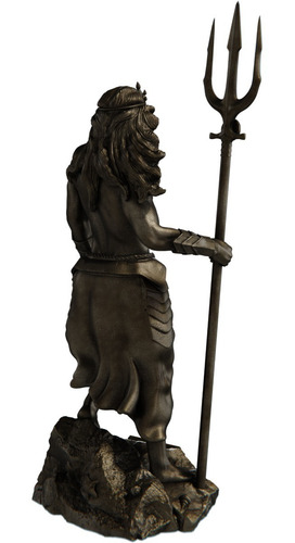 Estátua Poseidon Netuno - Deus Grego Estatueta Escultura Cor Cor ouro velho