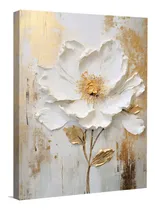 Comprar Cuadro Decorativo Flor Blanca Elegante Canvas 70x100cm Color Azules \u002F Blanco \u002F Verde Armazón Bastidor De Madera