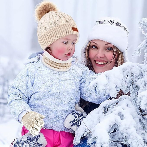 Conjunto Gorro Para Niños,gorro Punto De Invierno Calentador