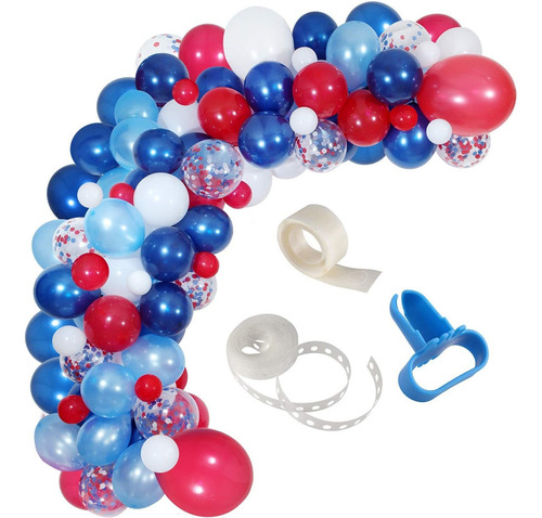 Globo Blanco Azul Marino Red Garland Kit, 139 Globo Confeti