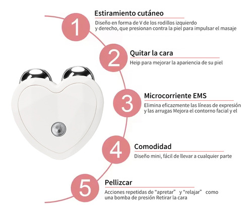 Masajeador Facial De Microcorriente Recargable Máquina De Belleza Lifting Y Reductor De Arrugas Blanco Aparatos Faciales Rejuvenecedor