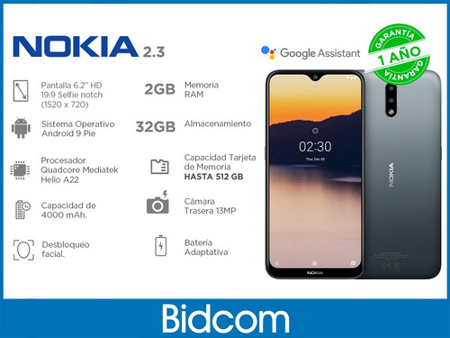 Nokia 2.3 32 Gb Charcoal 2 Gb Ram 6.2 Hd