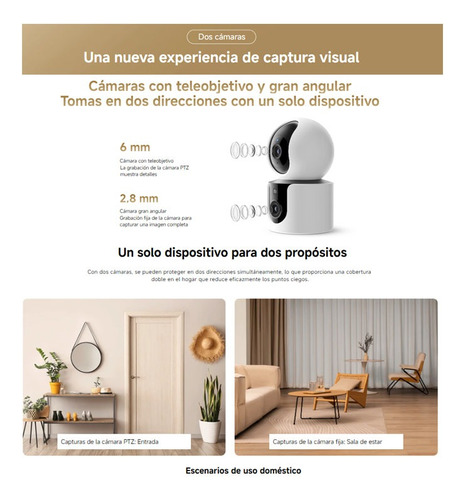 Xiaomi Smart Camara C300 Dual Giratorio 360° 2k, Wifi 6