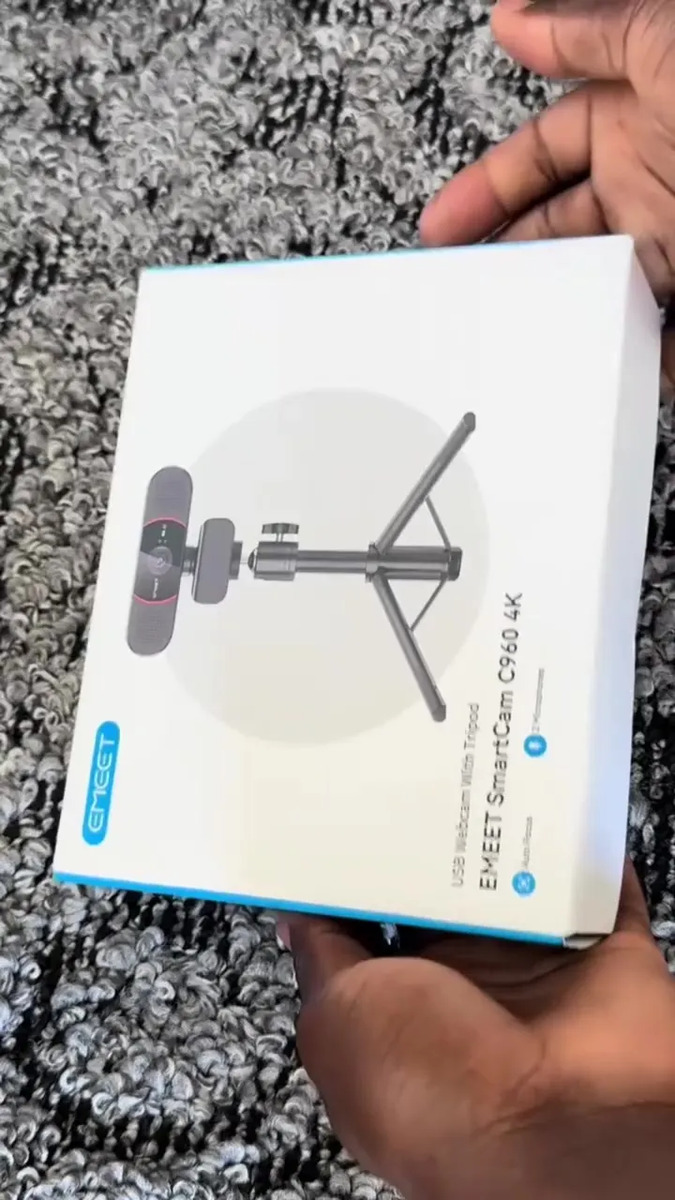 Emeet C960 4k Webcam 1080p 60fps Camera Para Pc Streaming Com Microfone Automático Kit Videoconferencia Preto
