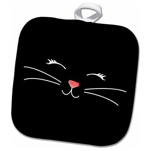 Maceta En 3d Con Cara De Gato, Nariz Y Bigotes, Color Negro,