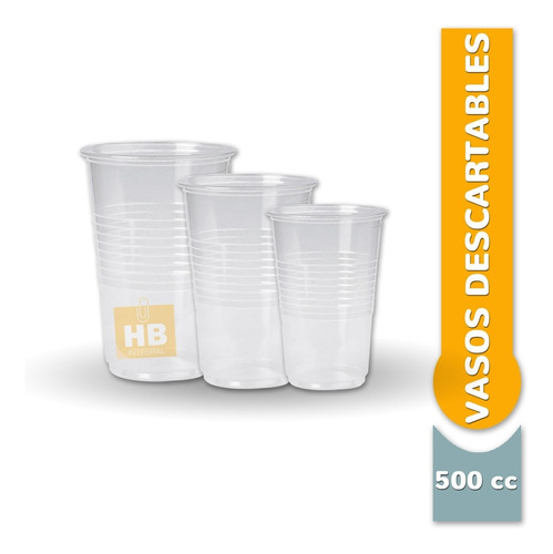 Imagen 1 de 8 de Vaso Descartable Plastico Transparente 500cc- Pack X100u