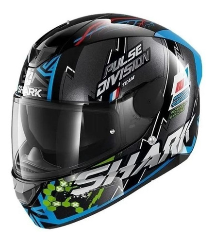 Capacete Shark D-skwal 2 Noxxys Kbg Preto/azul/verde 58 M