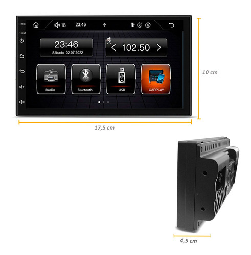 Multimídia Mp5 Rs708br Prime Apple Carplay Android Auto Slim