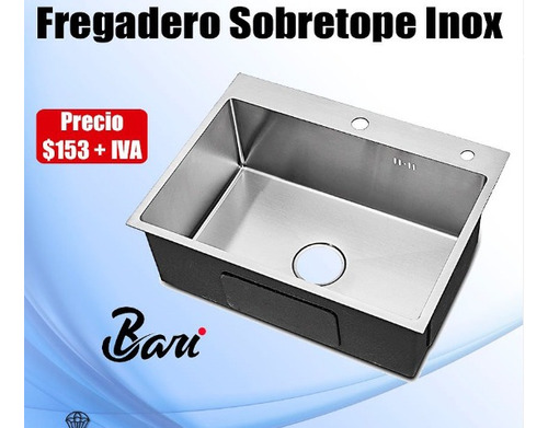 Fregadero Bari Sobretope De Acero Inox Una Tina 55x45x22 Cm