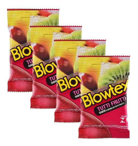 Kit 4 Pacotes Preservativo Blowtex Tutti-frutti C/ 3 Uni