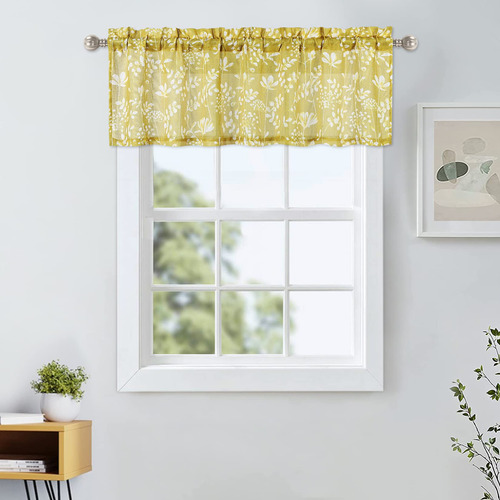 Homerry Cenefa Cocina Para Ventana Corta Estampado Floral 1