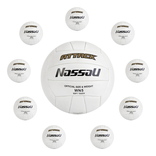 Kit De Voley Profesional 10 Pelotas Nassau Beach Importadas