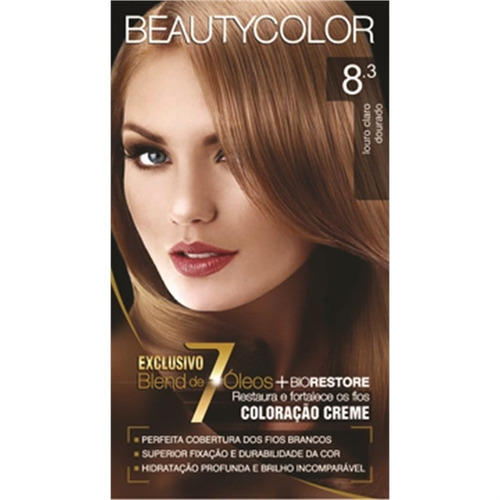 Beauty Color 8.3 Coloração Louro Claro Dourado + Kit