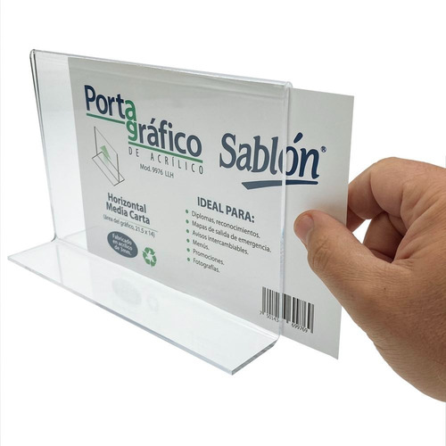 2 Pack Portagráfico Horizontal Tamaño Media Carta Acrílico