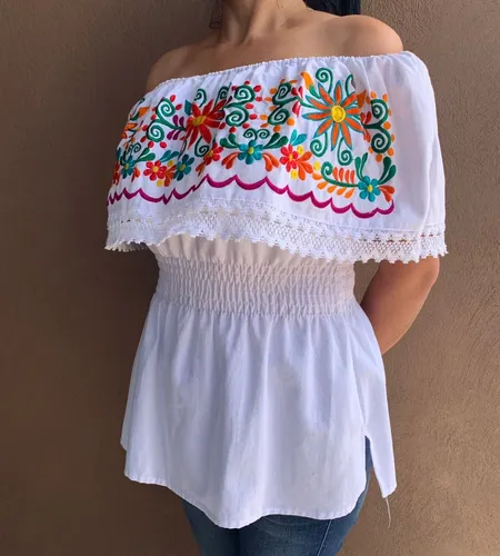Blusas mexicanas con olanes sale