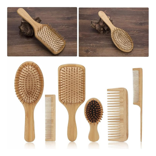. .cepillos Juego 6pcs De Bambú De Peine Para El