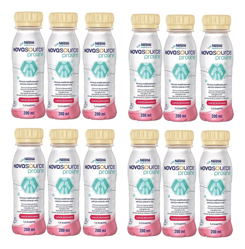 Kit 12x Novasource Proline 200ml Nestle Sabor Morango
