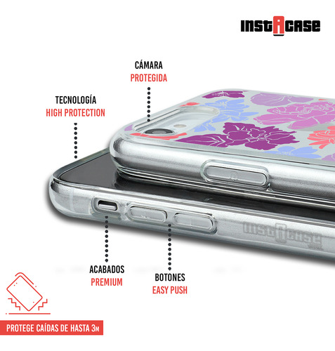 Funda Para iPhone Para Mujer Flores Colores Con Tu Nombre