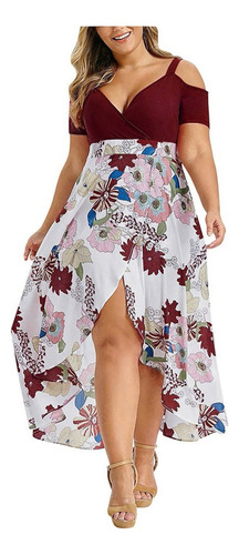 Vestido Mujer Tallas Grandes Casual Boho Estampado Manga Cor