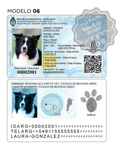 Plantilla Dni Mascotas Editable - Para Perros, Gatos, Etc