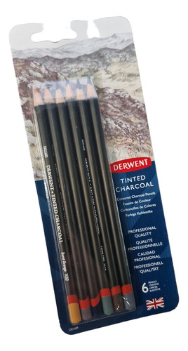 Lapices Derwent Tinted Charcoal X 6 Unidades