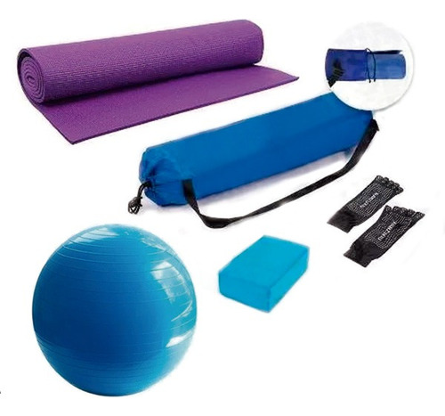Mat 4 Mm Pvc + Calce Cinto Ladrillo Yoga - Sdmed - Pack N°13