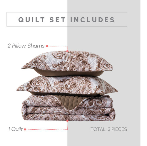 Colcha Reversible 3 Piezas Matrimonial Color Gris Ultra Suav