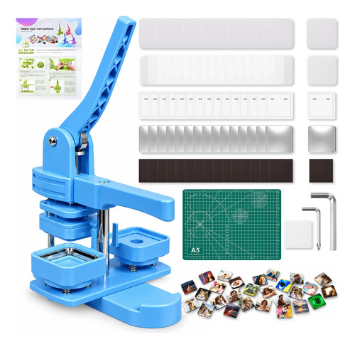 Máquina De Botton Quadrados Kit 100 Ímãs De Geladeira 5x5cm