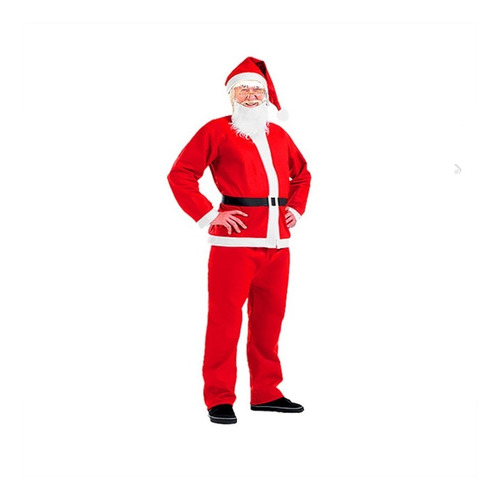 Traje Premium Viejo Pascuero Navideño Para Adulto Hombre Rojo De Papá Noel 