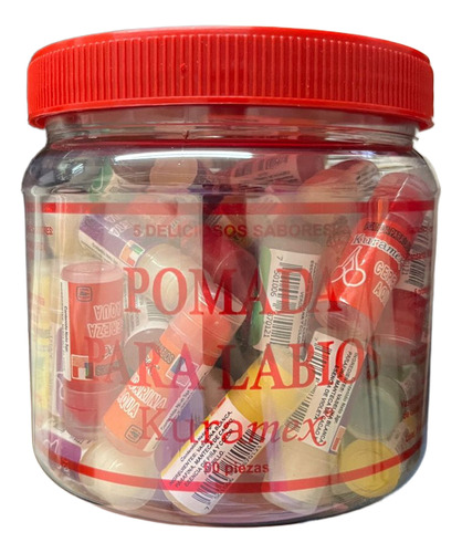 Pomada Para Labios Kuramex- Bote 60 Piezas De 5 Sabores