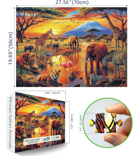 Rompecabezas Jiujiu 1000 Piezas Safari Africano 70x50 Cm