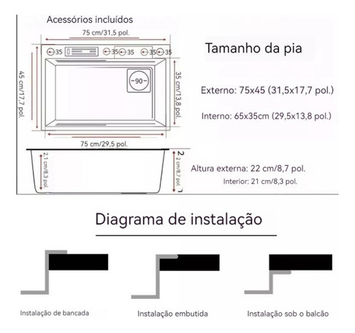 Cuba Pia Cascata Premium Completa Com Acessórios Torneira Monocomando + Lavador De Copos Cozinha Cor Prata Gourmet Aço Inox 304 Duckly