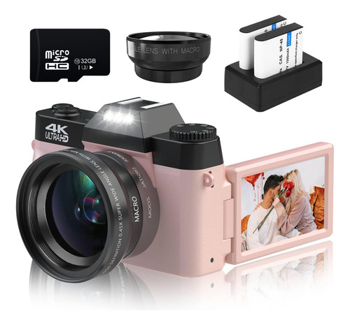 Camara Digital Vetek, 48mp, Zoom 16x, Gran Angular, Rosa