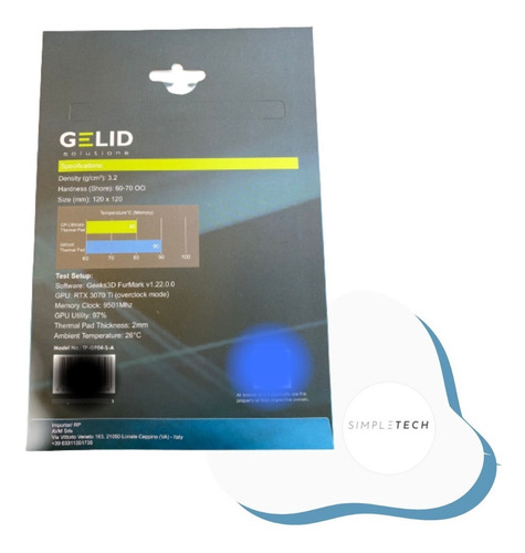 Imagen 2 de 5 de Pad Térmico Gelid Ultimate Tp-gp04-s-a 120x120x0.5mm 15w/mk