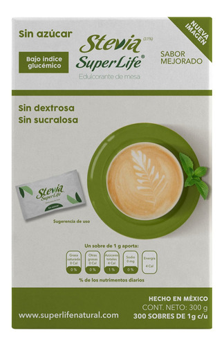 Endulzante Stevia Super Life De 300g Con 300 Sobres