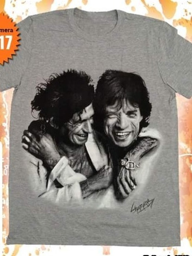 Remera De Jagger Y Richard Pintada A Mano