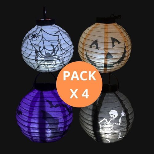 Imagen 2 de 10 de Esfera X 4 Colgante Led Halloween Luminosa Guirnalda