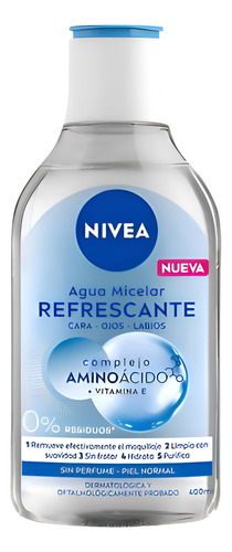 2 Pza Agua Micelar Nivea Piel Normal Complejo Aminoácido 400