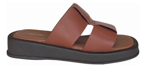 Rasteira Flatform Em Couro - 07707