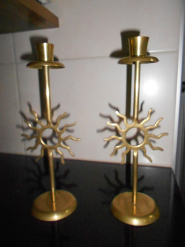 Candelabros De Bronce Antiguo  Los 2 